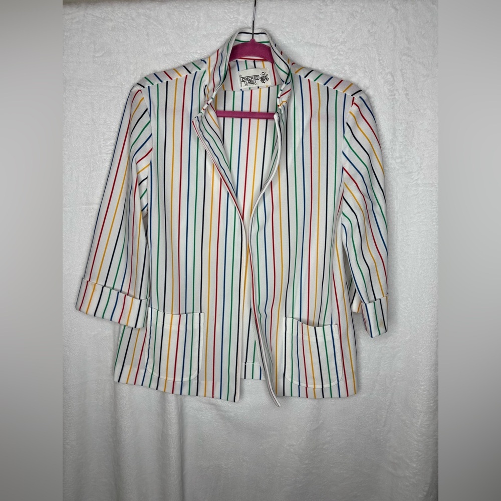 Cricket Lane Pastel Rainbow Candy Stripe Jacket Blazer Size 10